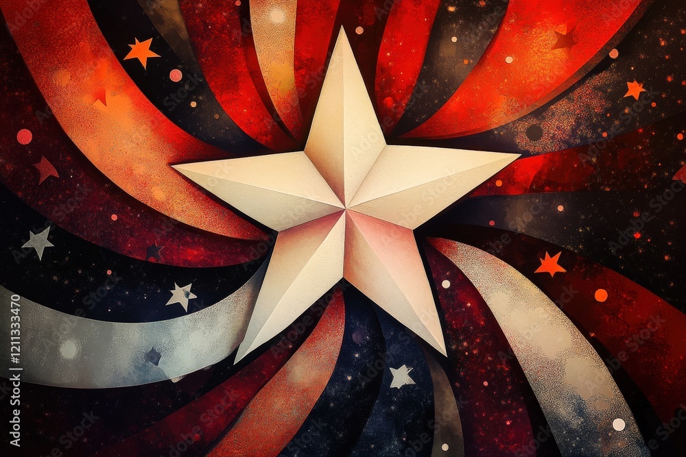 Poster a creative representation of a star surrounded by dynamic patterns, symbolizing leadership and excel