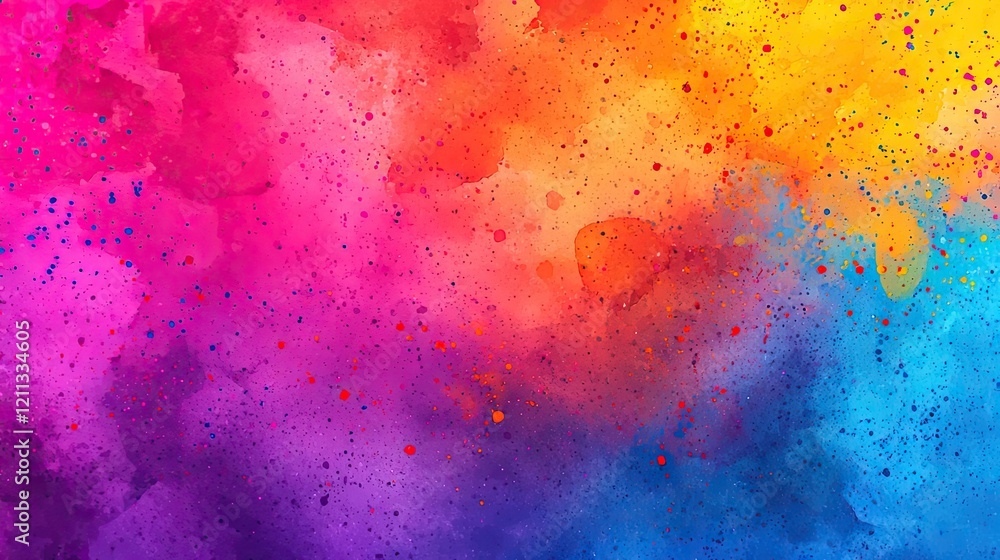 Poster splattered watercolor idea. vibrant abstract watercolor texture with splashes of multiple colors and