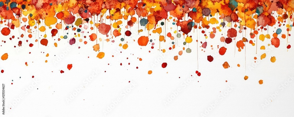 Poster Splattered watercolor idea. Colorful abstract background with vibrant dots, creating a lively visual effect.