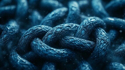Intricate Dark Blue Knotted Rope Abstract Design