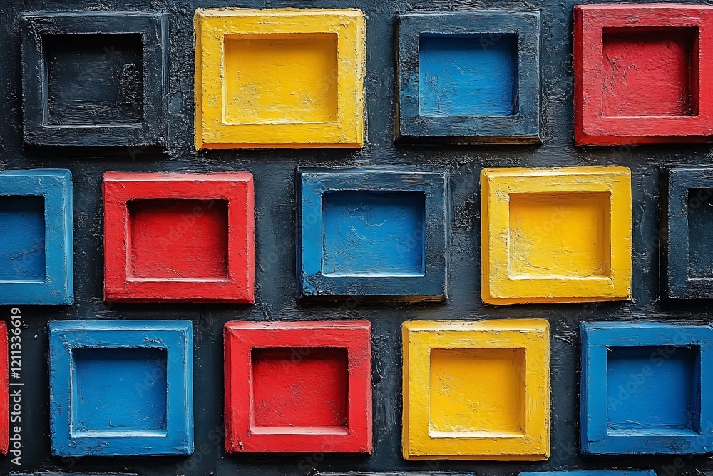 Poster colorful square frames arranged in a pattern