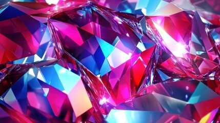 Pink blue gem crystals glowing, background blur, digital art, website banner