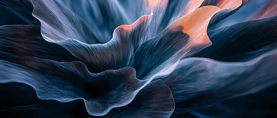 Naklejka premium Abstract Blue Orange Wave Pattern 3D Rendered Flowing Fabric Texture Background