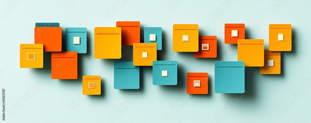 Poster a digital dashboard displaying structured folders and icons, symbolizing effective information sourc