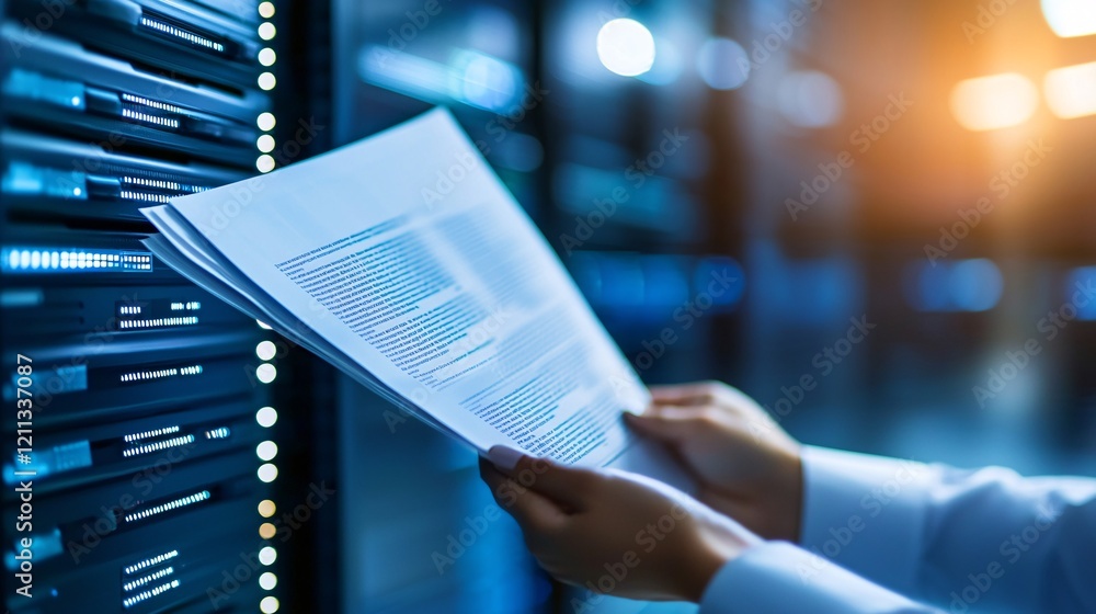 Poster a person retrieving a document from a cloud storage system, representing information source retrieva