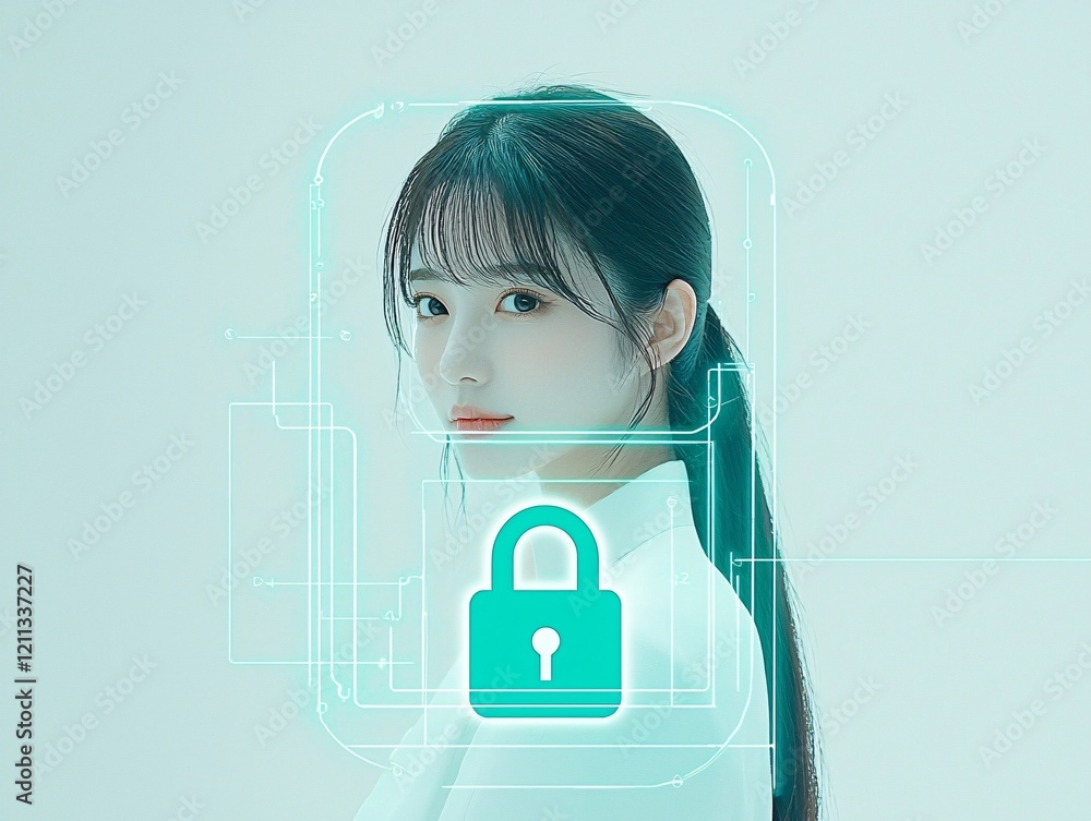 Aufkleber a lock icon overlay on a computer screen, symbolizing information source privacy and protection