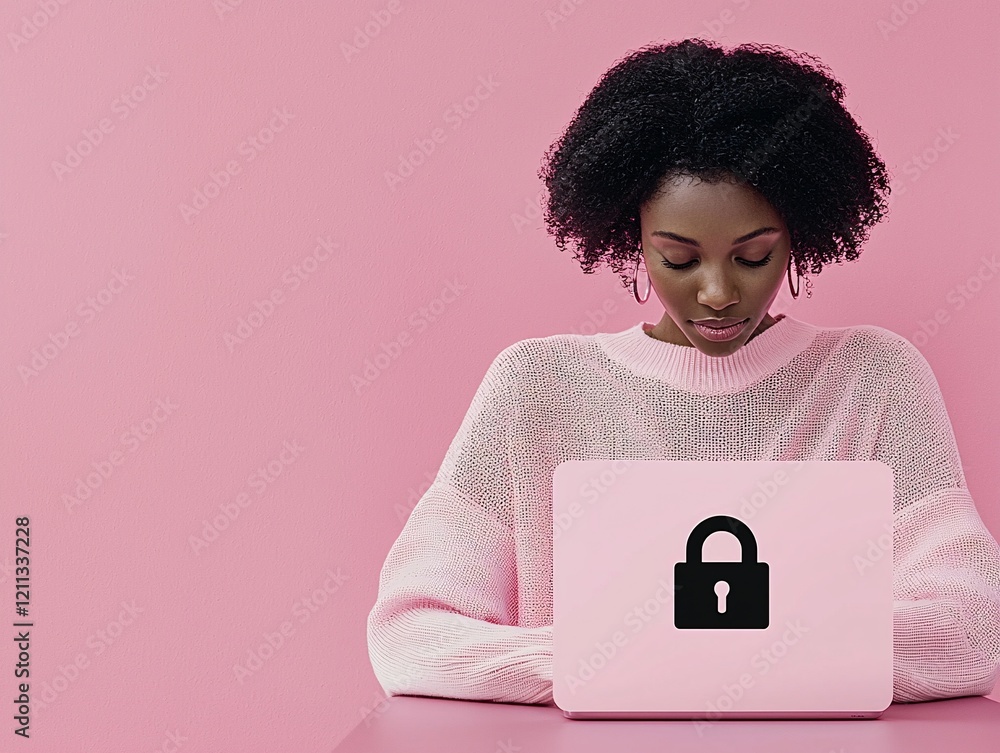 Poster a lock icon overlay on a computer screen, symbolizing information source privacy and protection