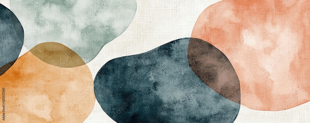 Aufkleber rustic watercolor concept. abstract watercolor shapes in soothing colors create a modern artistic co