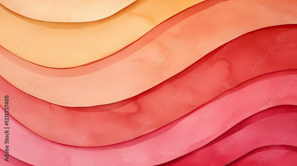 Poster rustic watercolor concept. beautiful watercolor abstract waves in warm tones of red and orange creat