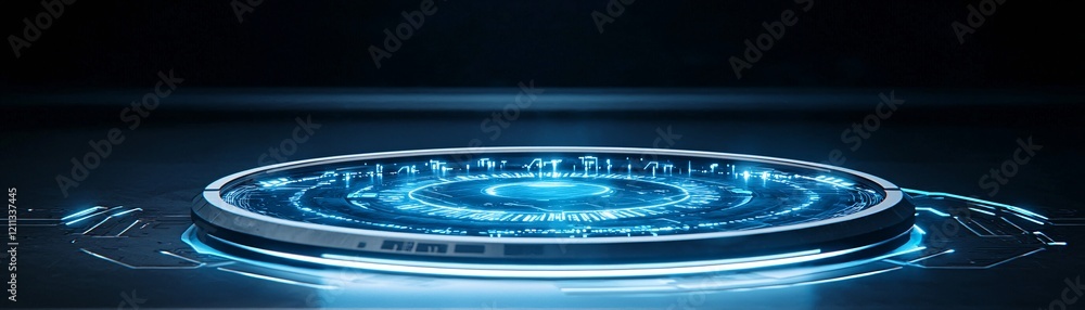 Poster a futuristic ai system interacting with a holographic display, signifying advanced information sourc
