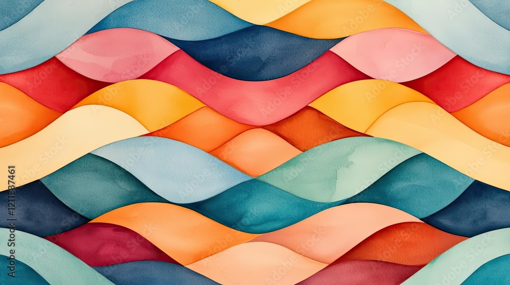 Aufkleber rustic watercolor concept. a vibrant abstract pattern with flowing waves in various colors and shade