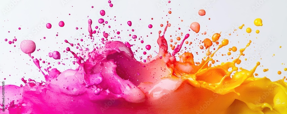 Poster splattered watercolor idea. colorful splashes of paint create a vibrant, artistic background or desi