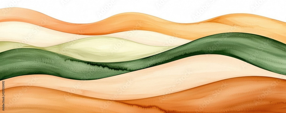 Poster Rustic watercolor concept. Abstract wavy patterns with soft colors creating a soothing and modern visual effect.