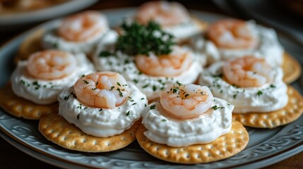 Delicious Shrimp Appetizers on Crackers