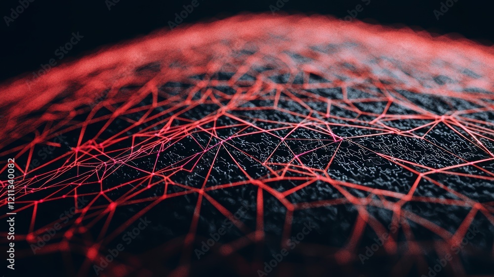 Poster abstract red network mesh digital connectivity futuristic technology background