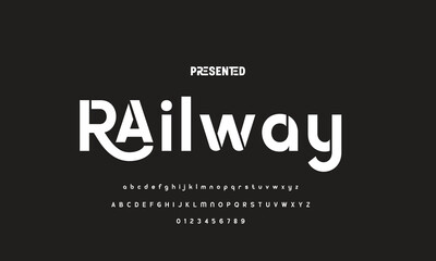 Digital modern alphabet font. Creative abstract urban, futuristic, fashion, sport, minimal technology typography.  Simple vector illustration with number