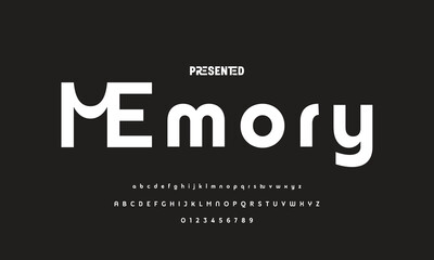 Digital modern alphabet font. Creative abstract urban, futuristic, fashion, sport, minimal technology typography.  Simple vector illustration with number