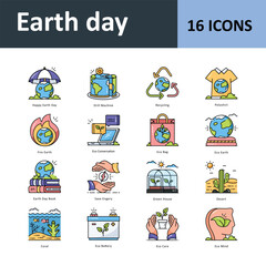 Earth day Vector icon Set 5. Eps 10 File