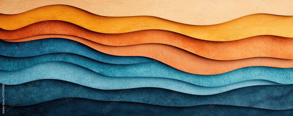 Poster rustic watercolor concept. vibrant abstract waves in warm and cool tones create a stunning visual ha