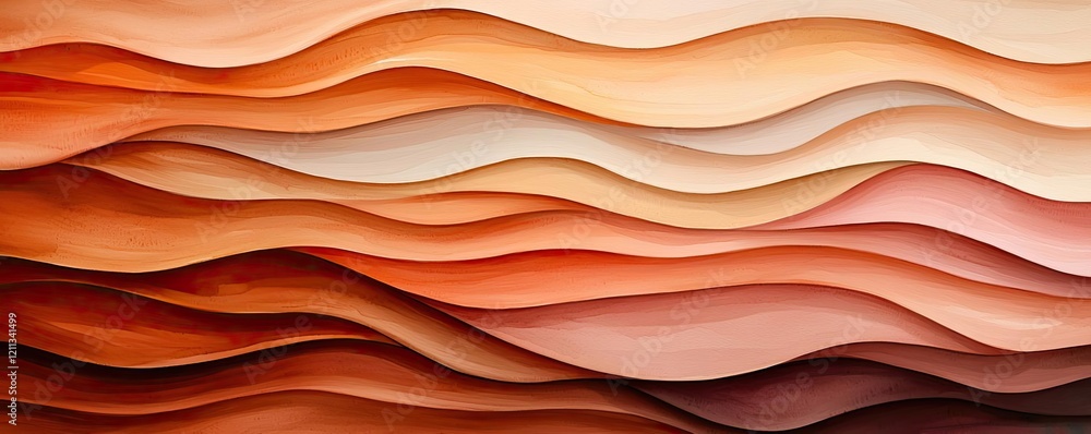 Poster Rustic watercolor concept. Abstract smooth wave patterns in warm tones creating a dynamic visual effect.