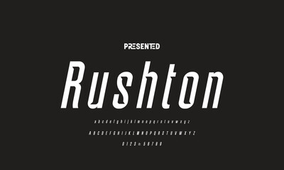 Digital modern alphabet font. Creative abstract urban, futuristic, fashion, sport, minimal technology typography.  Simple vector illustration with number