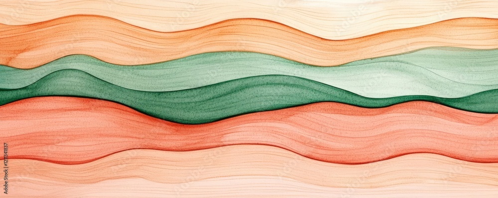 Poster Rustic watercolor concept. Abstract colorful waves creating a smooth, flowing design for modern aesthetics.