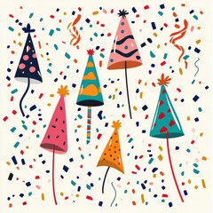 Colorful Party Hats Celebrate Festive Occasion