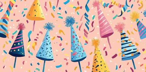 Colorful Party Hats Celebrate Festive Occasion