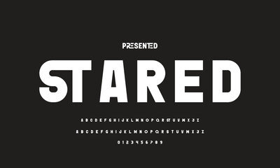 Digital modern alphabet font. Creative abstract urban, futuristic, fashion, sport, minimal technology typography.  Simple vector illustration with number