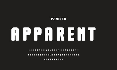 Digital modern alphabet font. Creative abstract urban, futuristic, fashion, sport, minimal technology typography.  Simple vector illustration with number