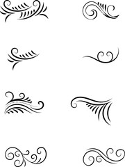 Fototapeta premium Decorative monograms and calligraphic borders. Template signage, logos, labels, stickers, cards. Graphic design page. Classic design elements for wedding invitations.