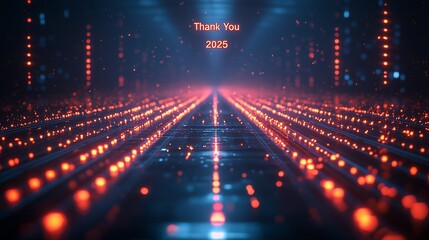 Futuristic glowing pathway with "Thank You 2025" message.
