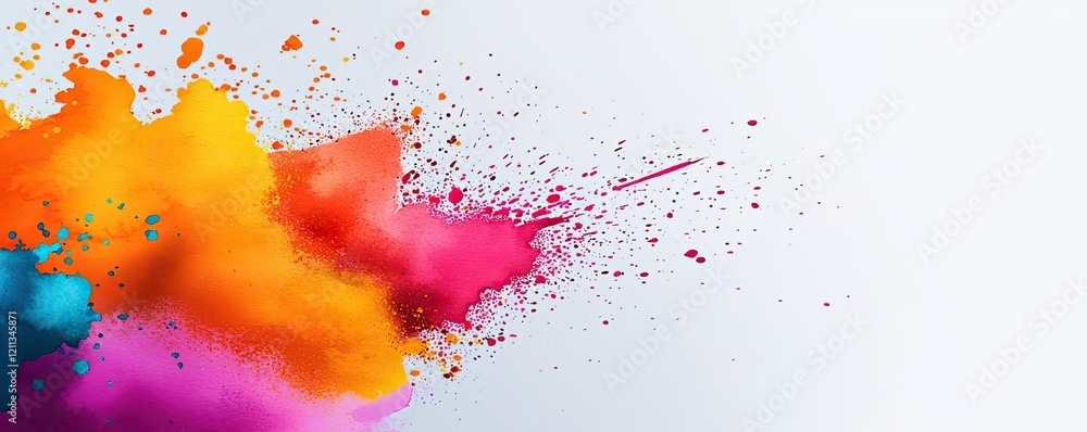 Poster Splattered watercolor idea. Vibrant splash of colors creating an artistic and dynamic visual background.