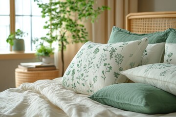 Obraz premium organic patterns with soft green accents, Generative AI