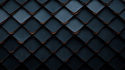 Naklejka premium Abstract Dark Gray Fish Scale Tiles 3D Render Geometric Pattern Architectural Design