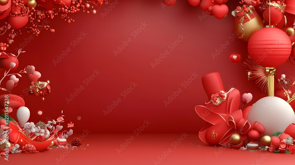 Poster warm and elegant valentine s day dreamscape with shimmering bokeh light effects featuring a blend of