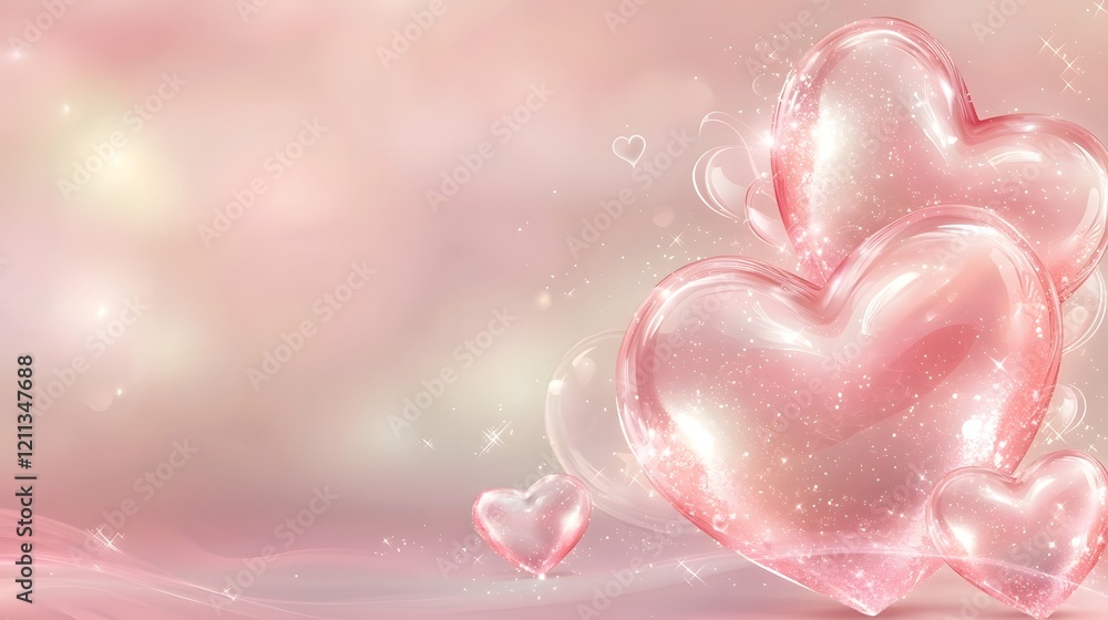 Aufkleber romantic heart shaped valentine s day banner with soft pastel gradients scattering hearts and elegan