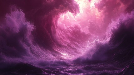 Fototapeta premium Majestic Purple Ocean Waves Crashing Heart Shaped
