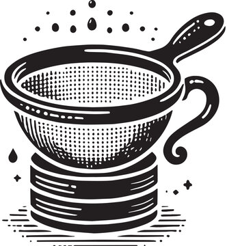black strainer pouring drops clip art preview