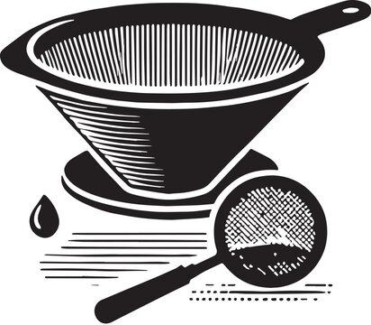 black and white kitchen strainer and sieve clip art preview