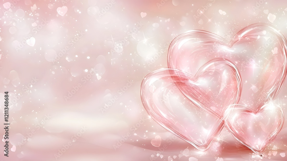 Aufkleber soft and delicate valentine s day web banner featuring hand drawn heart doodles in light pink and re