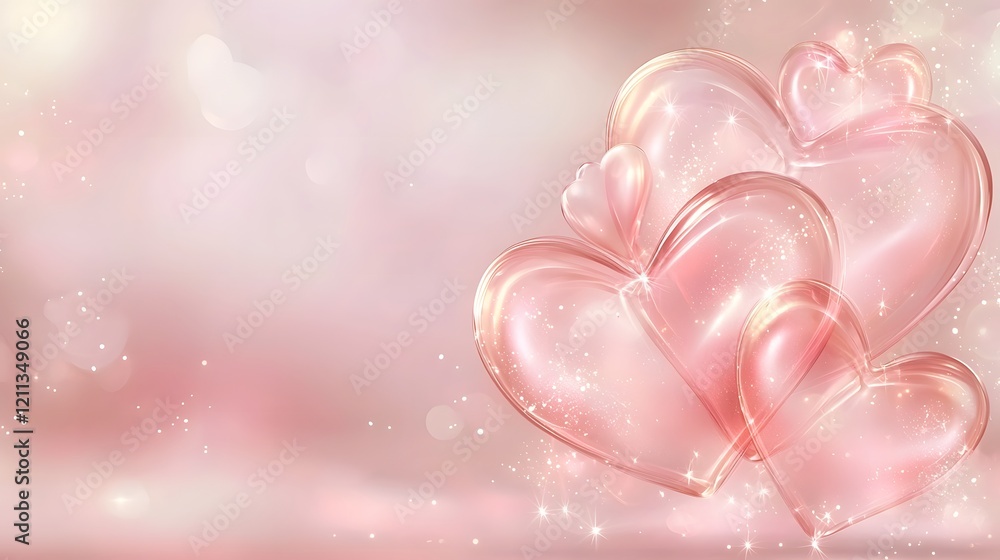 Aufkleber stylish valentine s day banner or background in light pink and red shades featuring overlapping hear