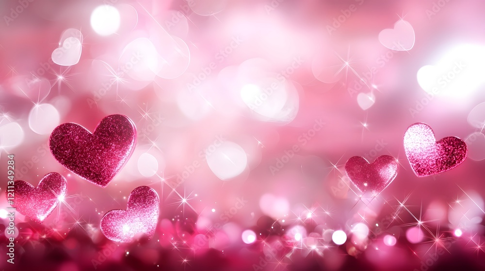 Aufkleber bright and vibrant heart shaped in bold and striking colors scattered across a glowing radiant gradi