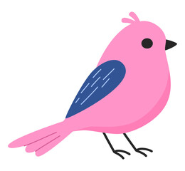 Cute wildlife pink bird clipart sticker illustration