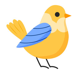Yellow cute wildlife little bird clipart flat illustration cartoon