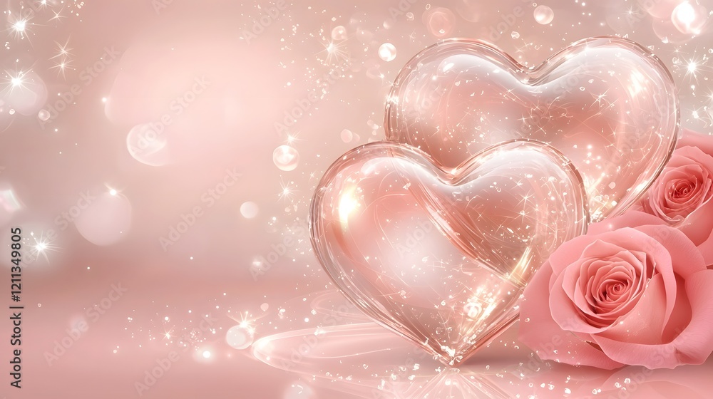 Poster elegant heart shaped chocolate box paired with vibrant red roses displayed on a warm pink surface wi
