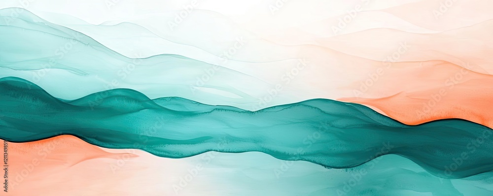 Poster tropical watercolor idea. abstract wave background with calming colors and flowing textures, ideal f
