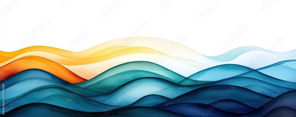 Poster water watercolor concept. abstract smooth waves in vibrant colors create a modern artistic backgroun