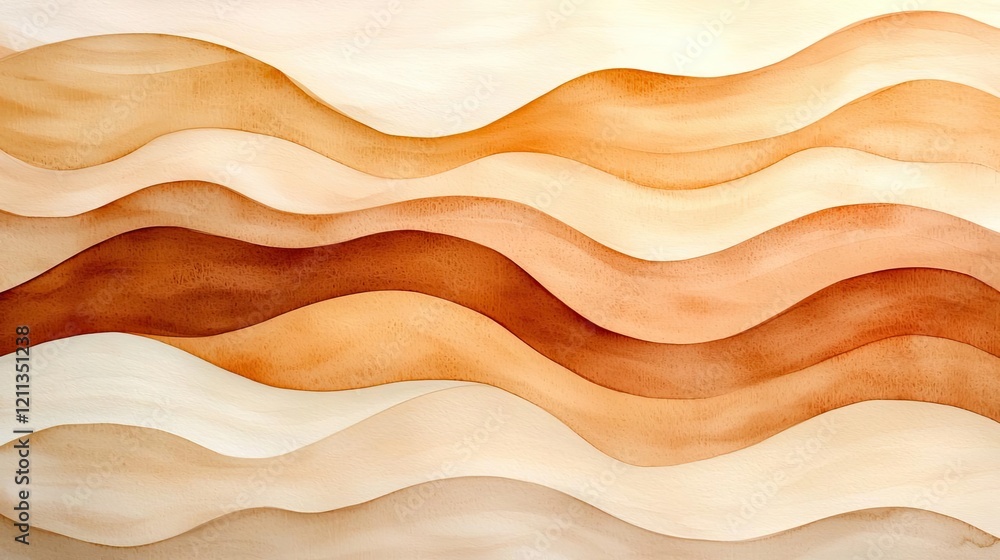Poster rustic watercolor concept. abstract orange and cream wavy background design for various creative pro
