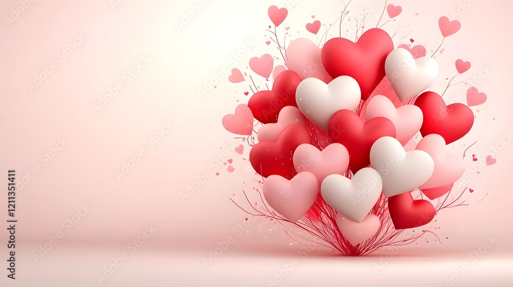 Aufkleber romantic valentine s day background featuring a layered design of intricate heart patterns in a vibr